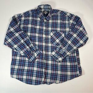 Men's Vintage Timber Run Blue and Red Plaid Flannel Shirt - XL